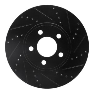 Ford Crown Victoria Brake Rotor (1) - Front Right - R1 Concepts - Drilled & Slotted - Black - `03-`11